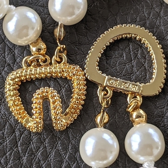 DESIGNER ERWIN PEARL VINTAGE DOUBLE STRAND FAUX PEARL FANCY CLASP CHOKER GOLD-PL - Picture 4 of 9